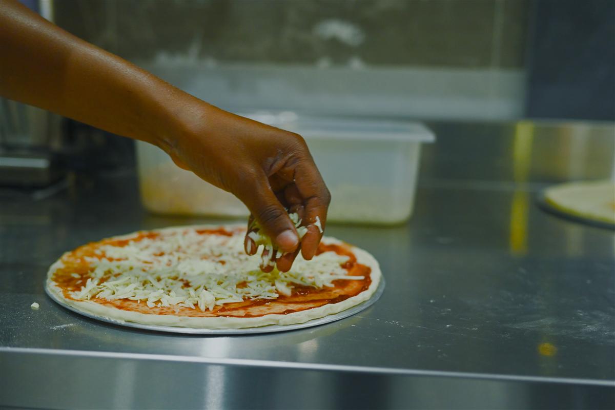 Pizza being made fresh